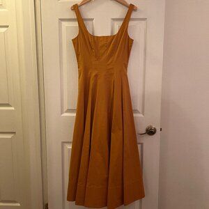 STAUD Wells Midi Dress In Honey (Size 2)